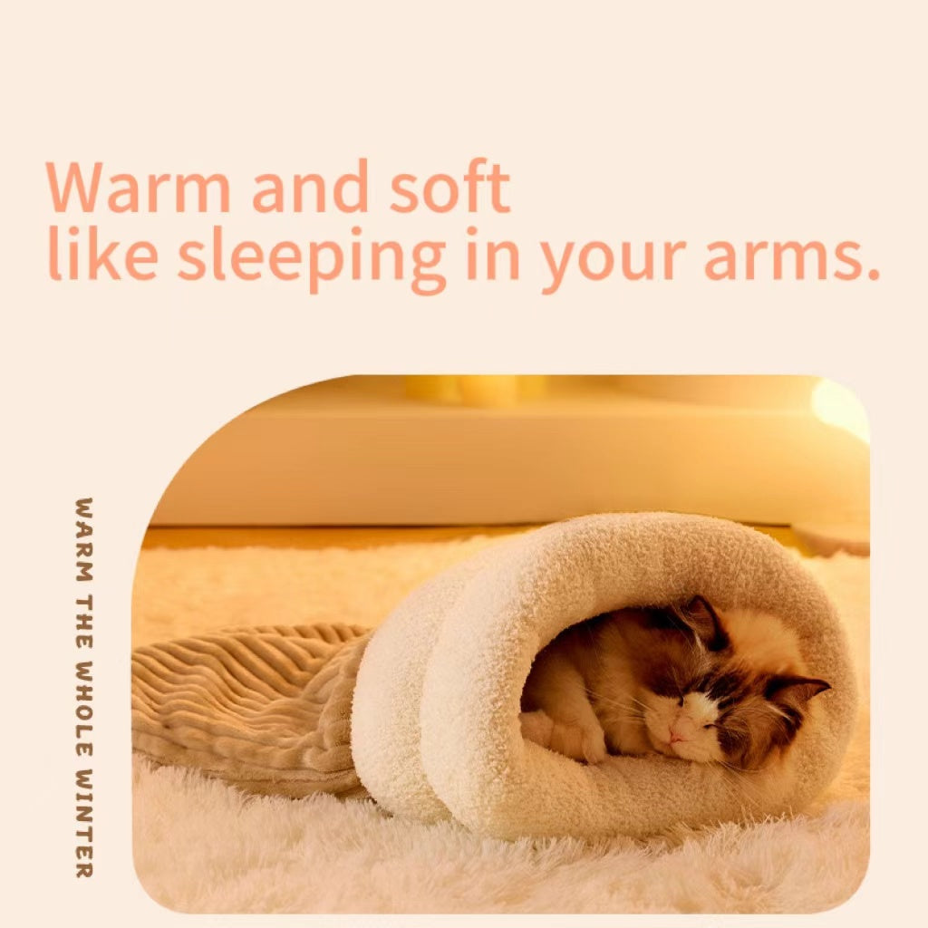 Enclosed Cat Bed Cave for Warm, Secure Winter Sleep
