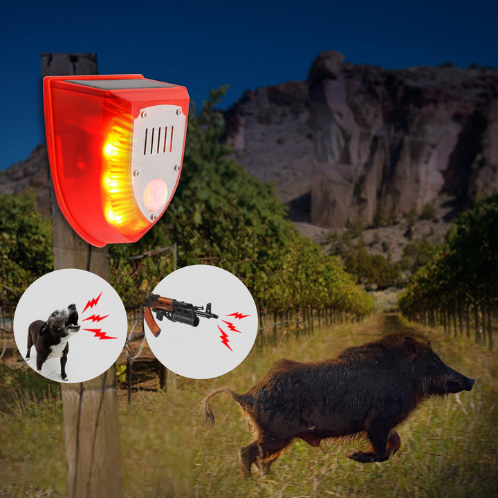Solar Animal Deterrent Alarm Light for Orchards & Farms