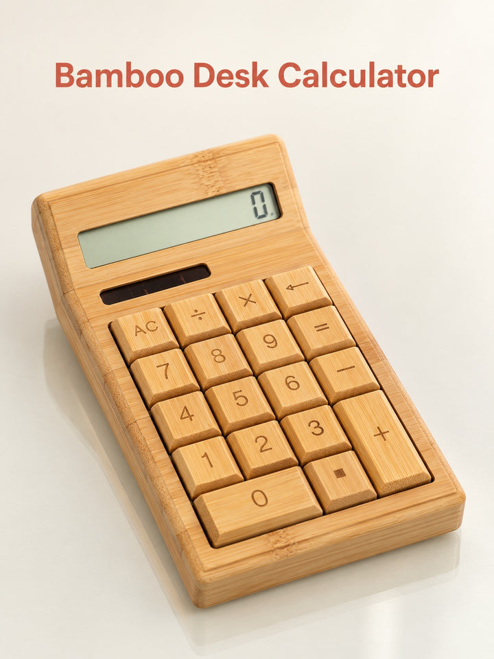 Solar Bamboo Desk Calculator for Classroom & Office