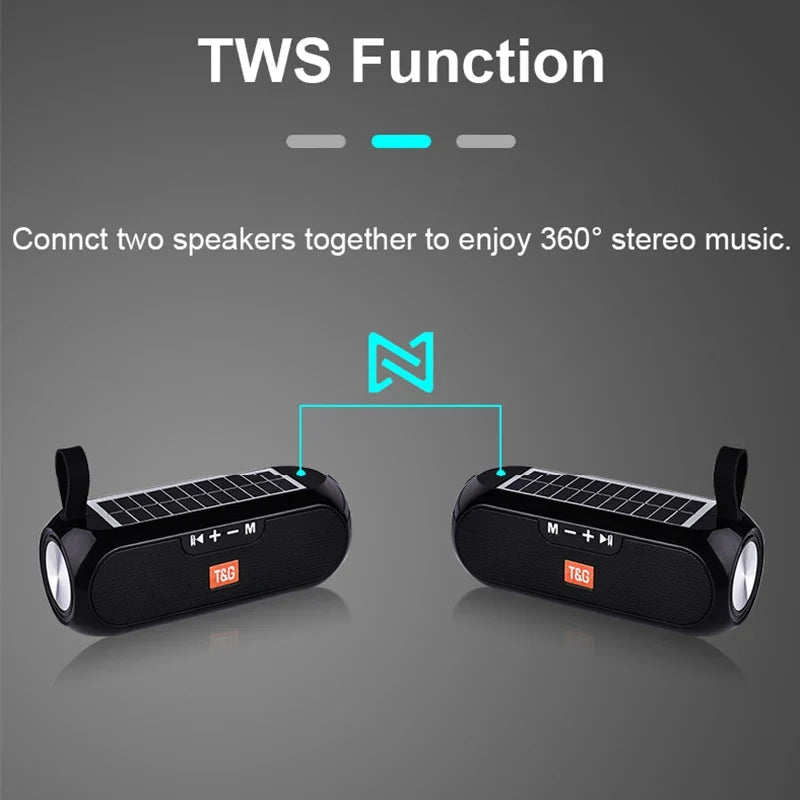 Solar Bluetooth Speaker with Heavy Bass for Camping
