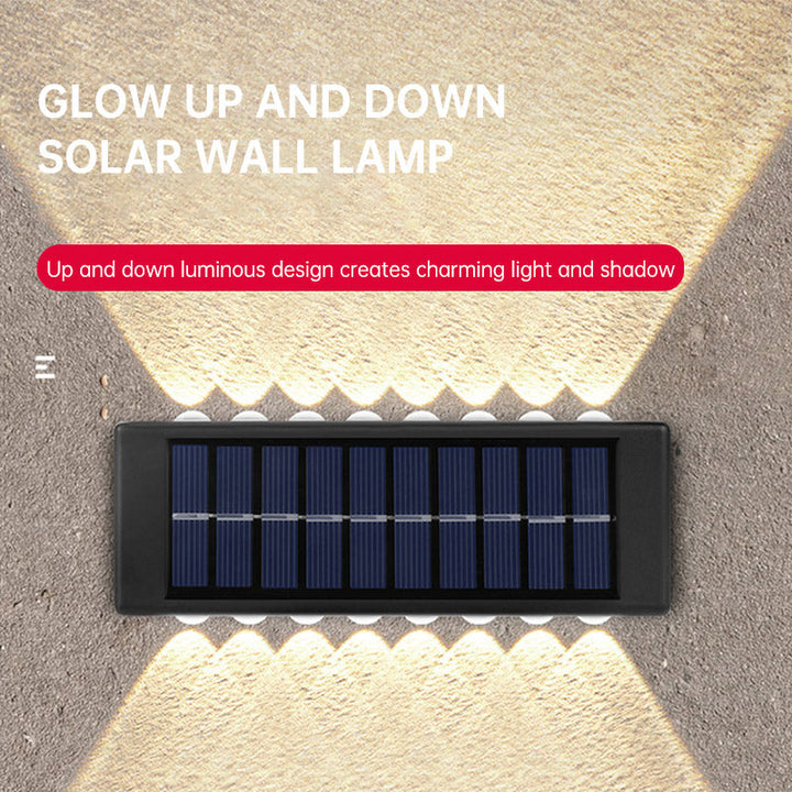 Solar Dual Head Outdoor Wall Lamp, Up and Down Light