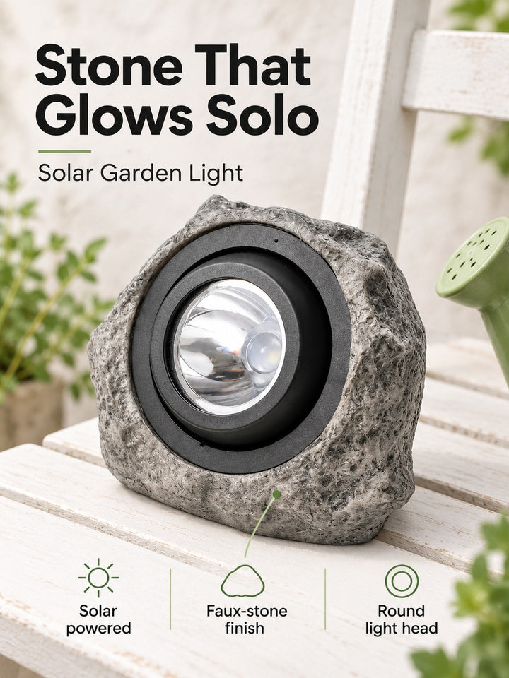 Solar Faux Stone Garden Light for Paths & Flower Beds