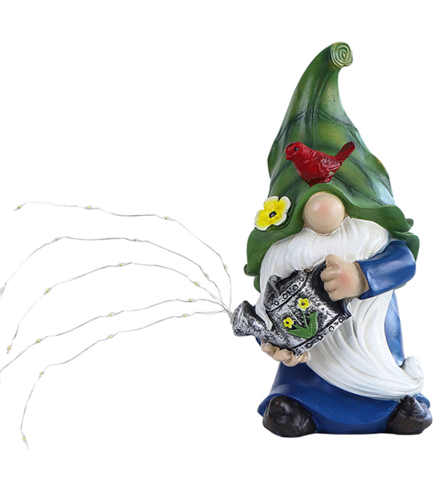 Solar Gnome Garden Statue With Glowing Fairy Lights