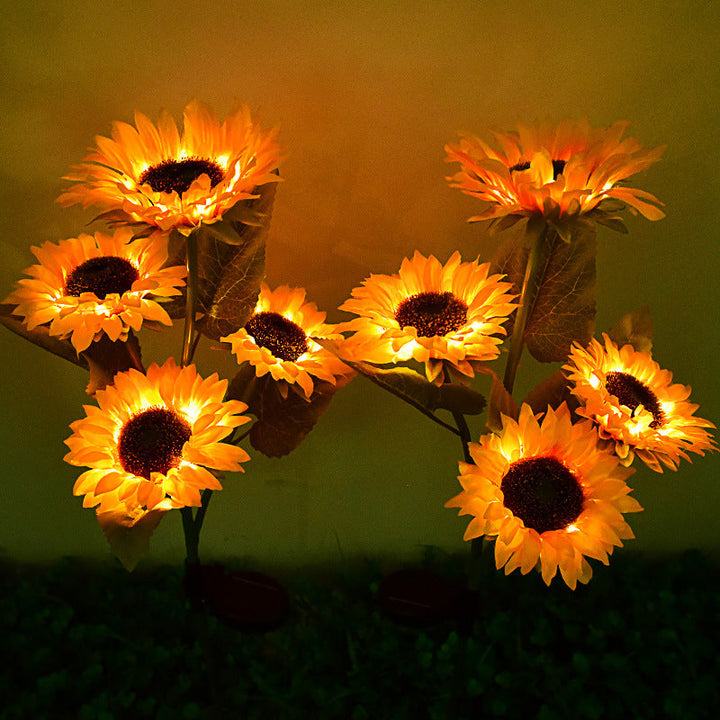 Solar Sunflower Garden Lights, No Wiring Needed