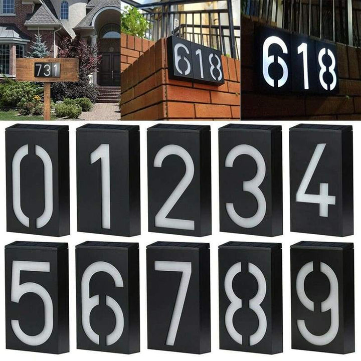 Solar Powered House Number Sign for Night Visibility