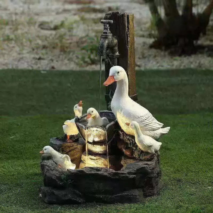 Solar Garden Fountain with LED Wildlife Waterfall