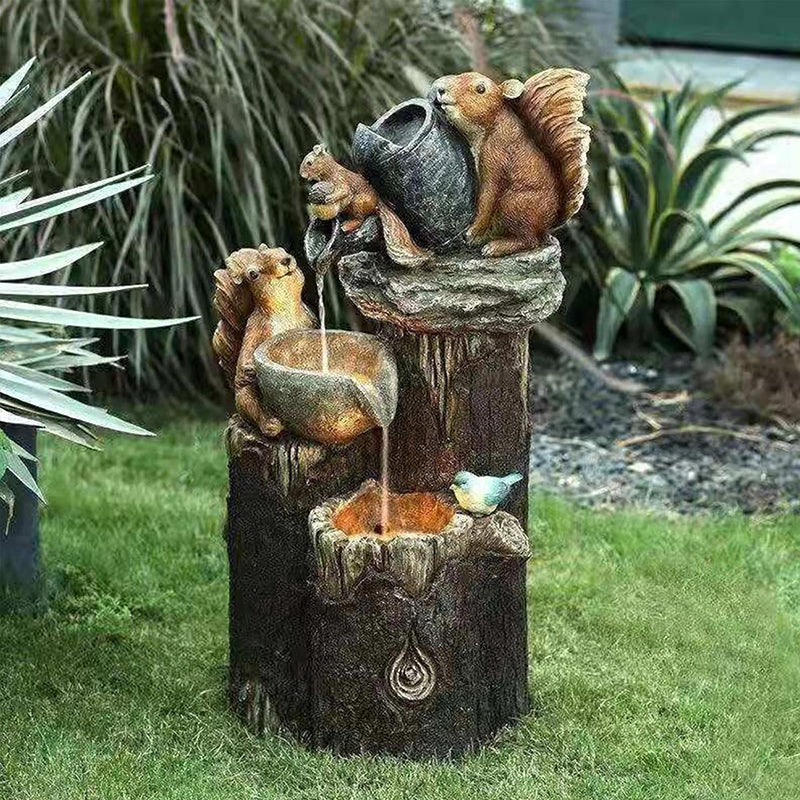 Solar Garden Fountain with LED Wildlife Waterfall