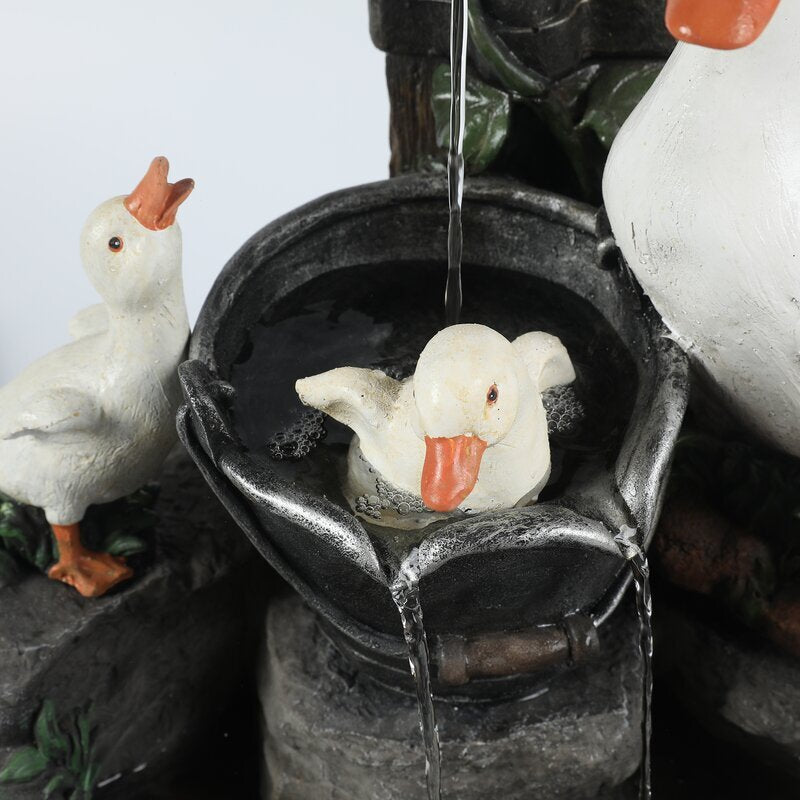 Solar Garden Fountain with LED Wildlife Waterfall