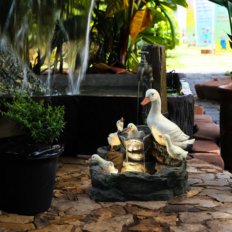 Solar Garden Fountain with LED Wildlife Waterfall