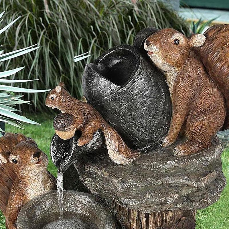 Solar Garden Fountain with LED Wildlife Waterfall