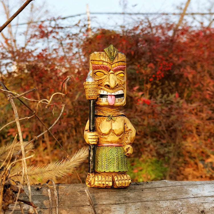 Solar Tribal Totem Lamp for Outdoor Garden Ambiance
