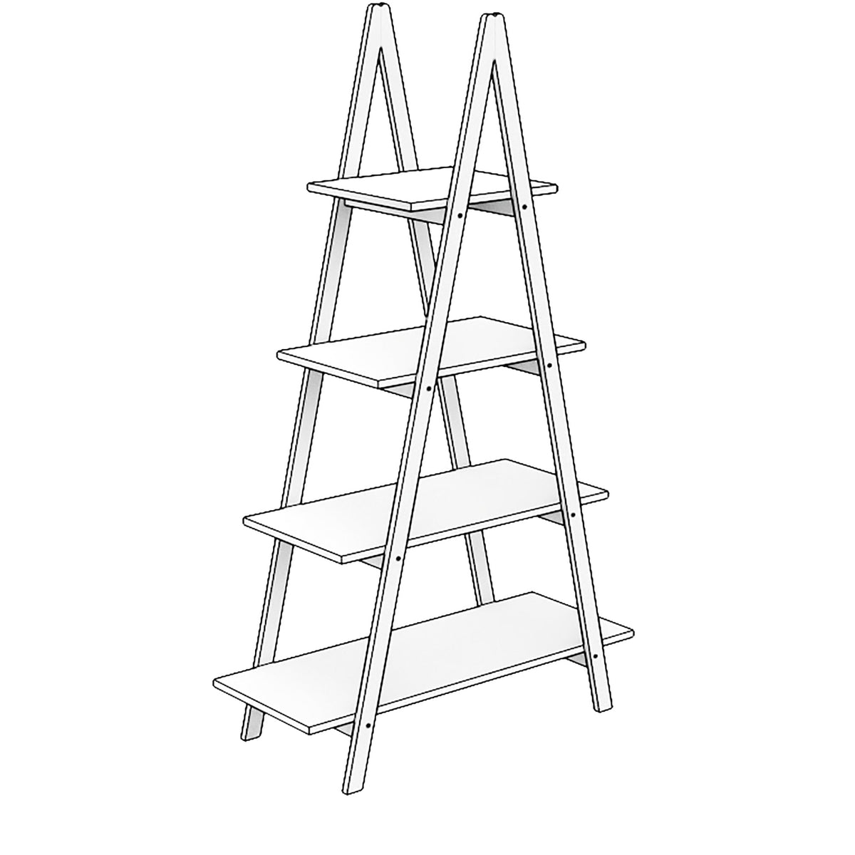 Bamboo A-Frame Ladder Bookshelf, Four-Tier Open Storage