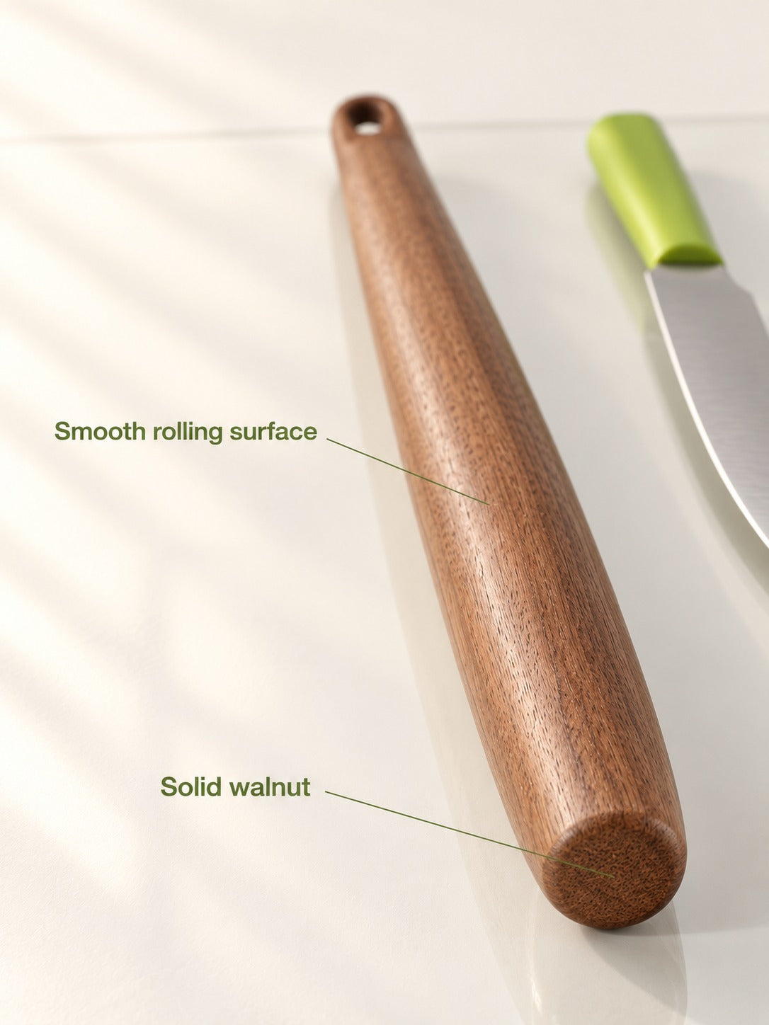 Solid Black Walnut Rolling Pin for Dough and Dumplings
