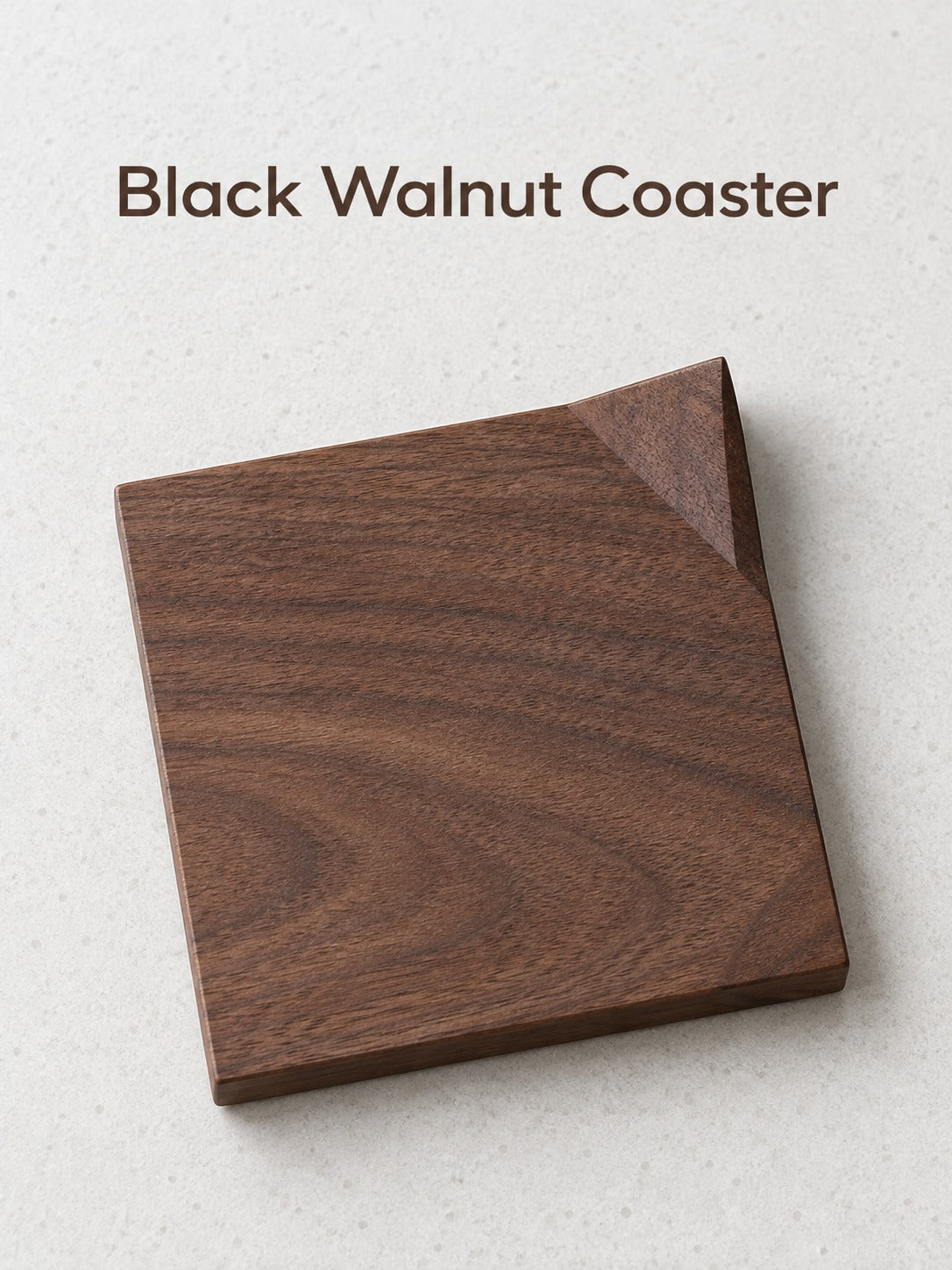 Solid Black Walnut Tea Coaster with Raised Corner Lip
