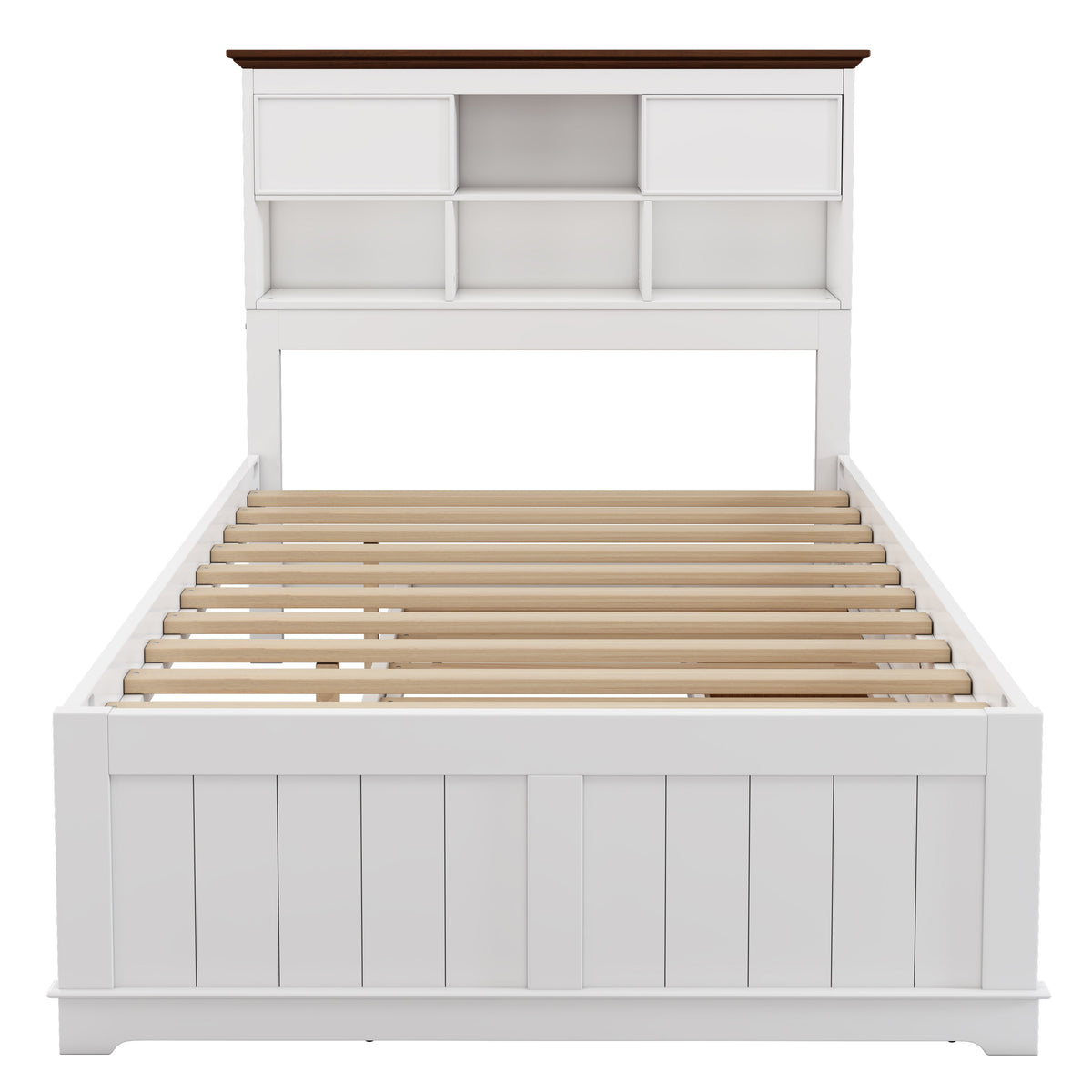Full Captain's Bed with Bookcase Headboard and Drawers