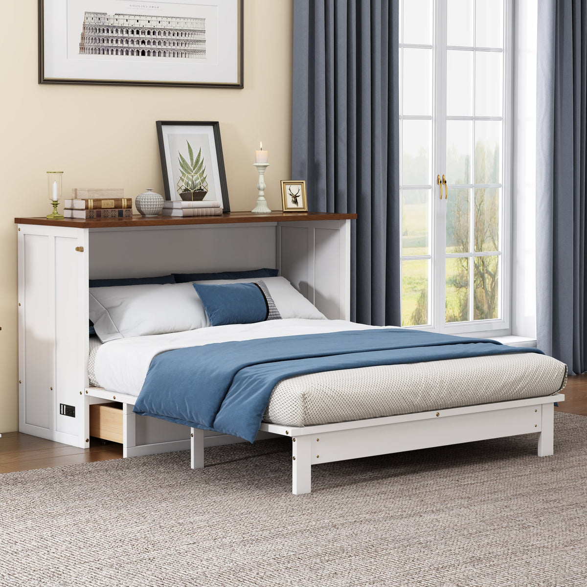 Queen Murphy Bed Chest for Small Rooms & Offices