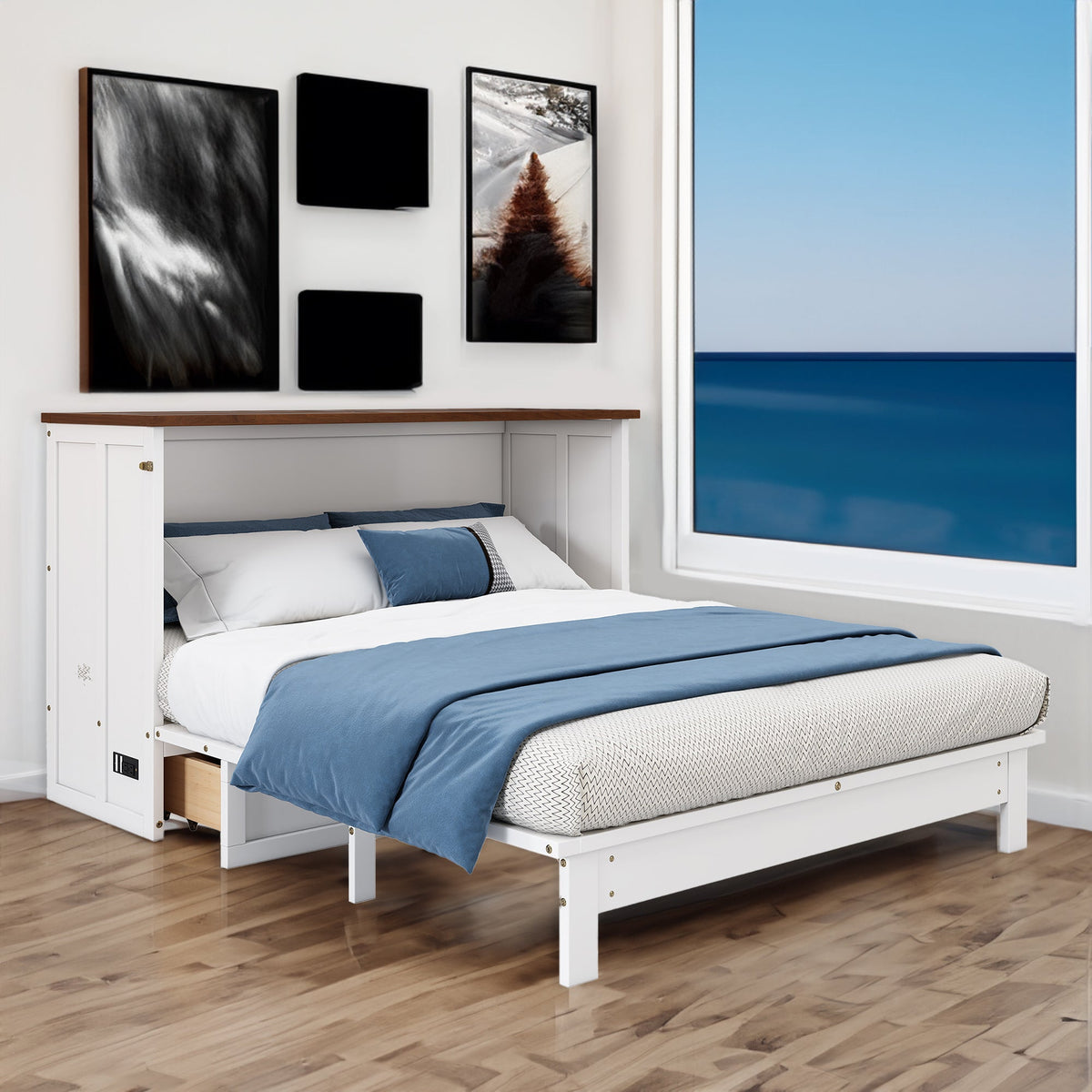 Queen Murphy Bed Chest for Small Rooms & Offices