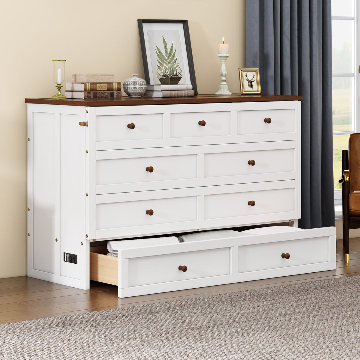 Queen Murphy Bed Chest for Small Rooms & Offices