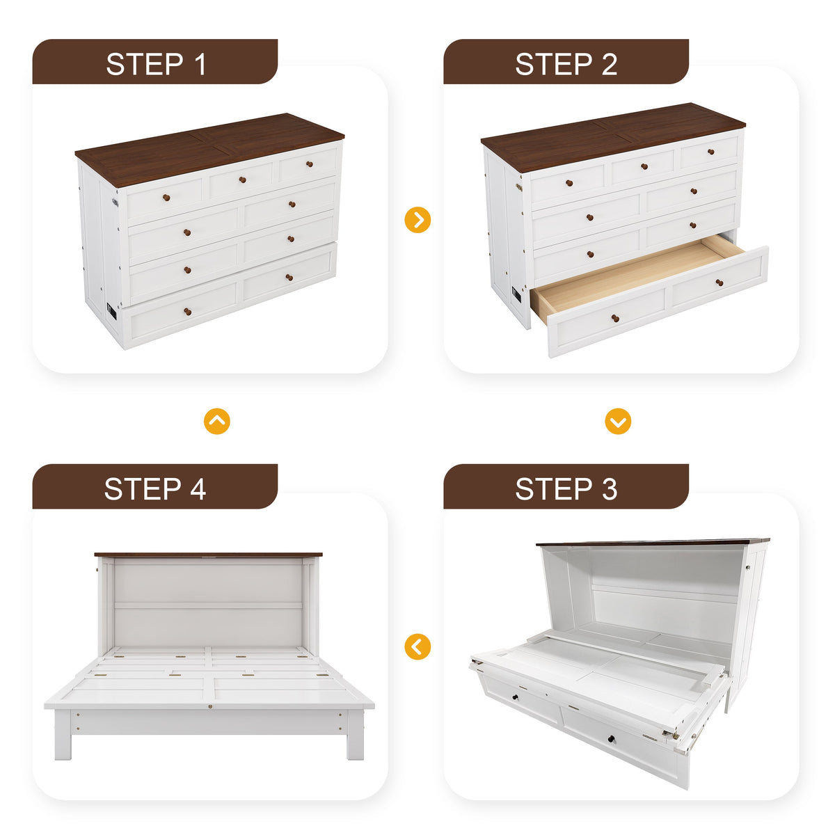 Queen Murphy Bed Chest for Small Rooms & Offices