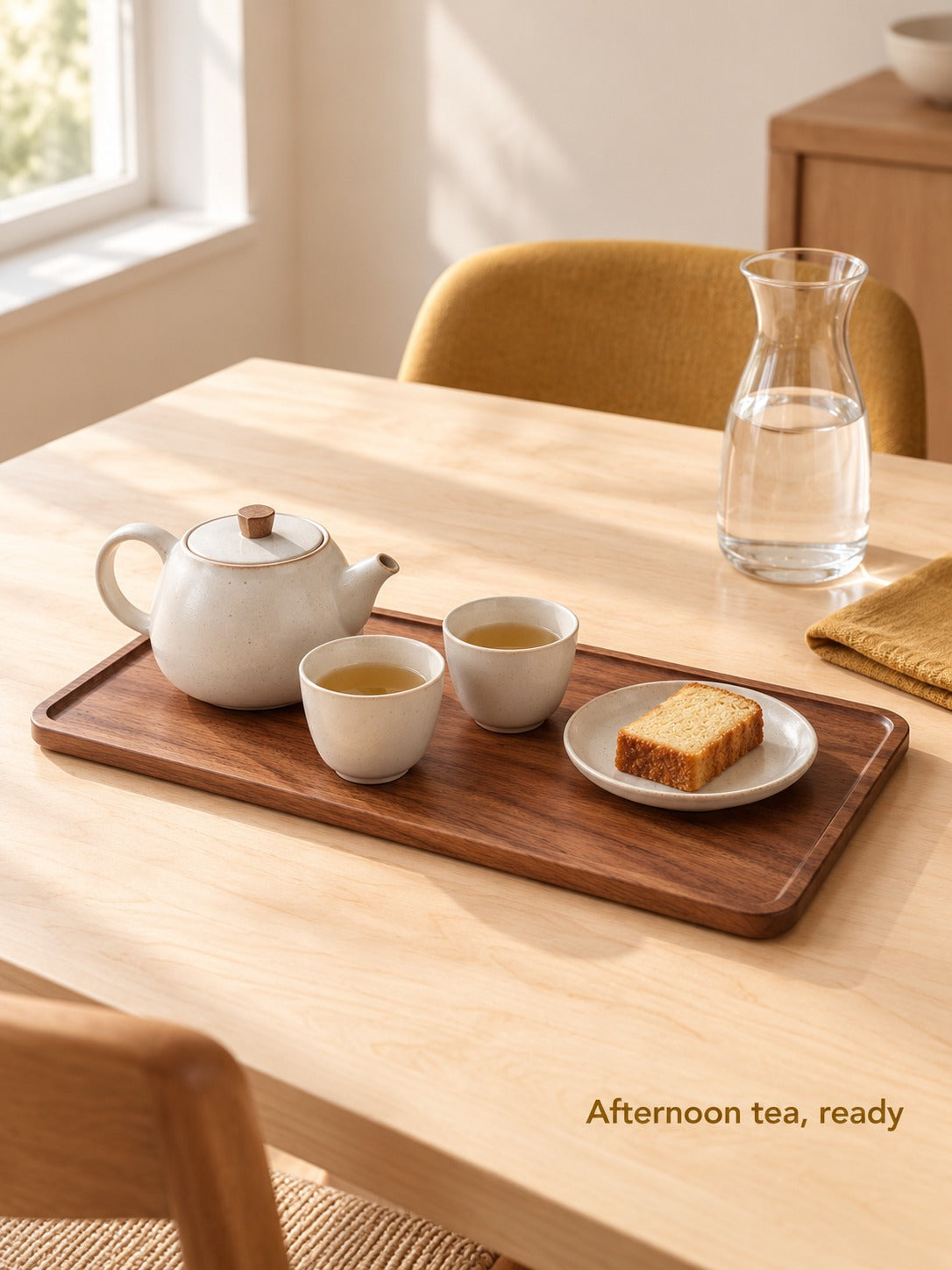 Solid Walnut Afternoon Tea Tray for Snacks and Coffee