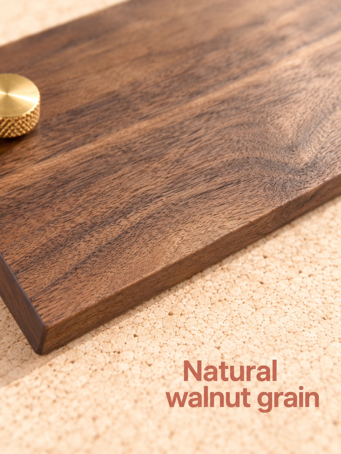 Solid Walnut Business Card Holder Stand, Brass Knob