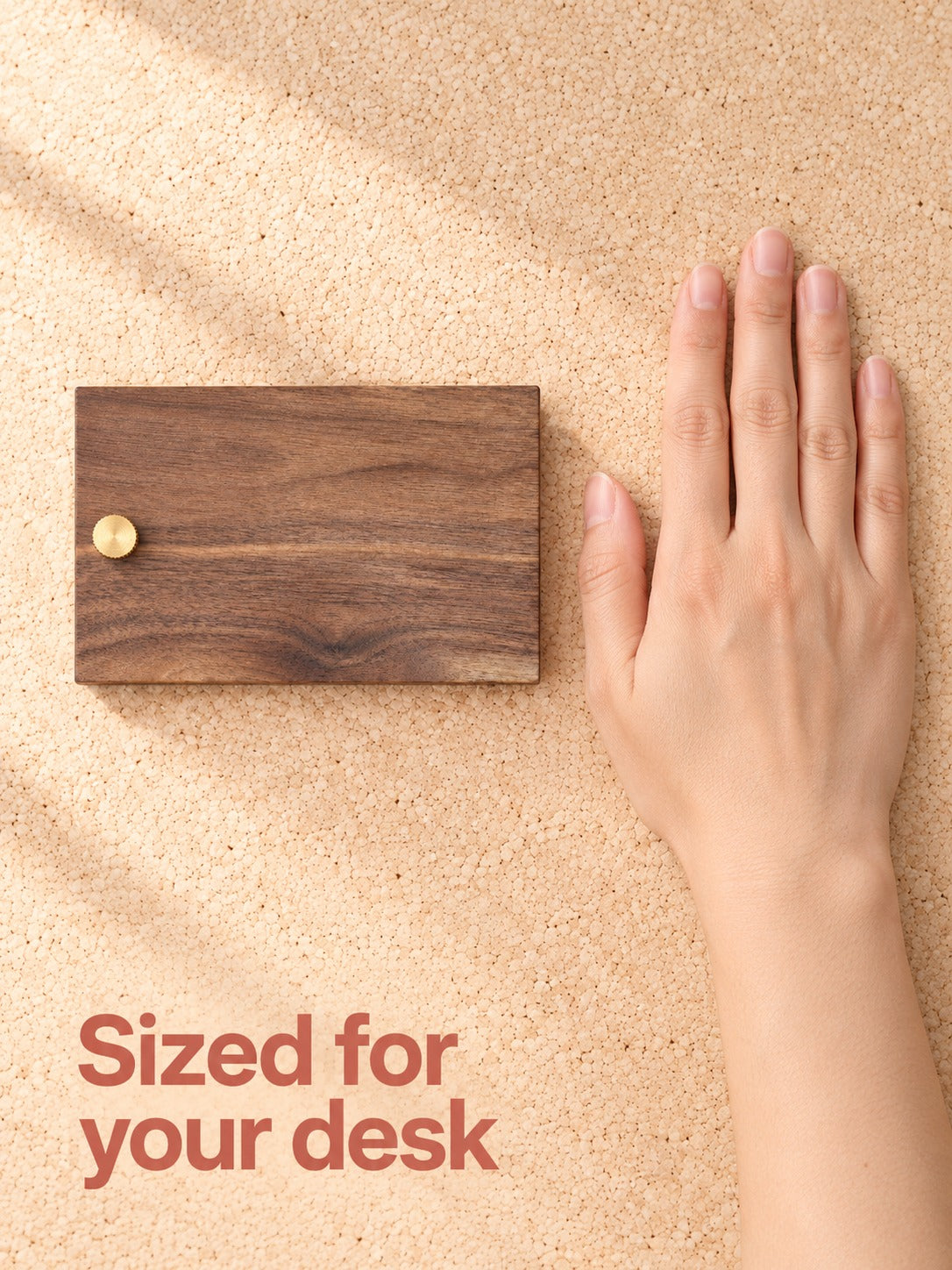 Solid Walnut Business Card Holder Stand, Brass Knob