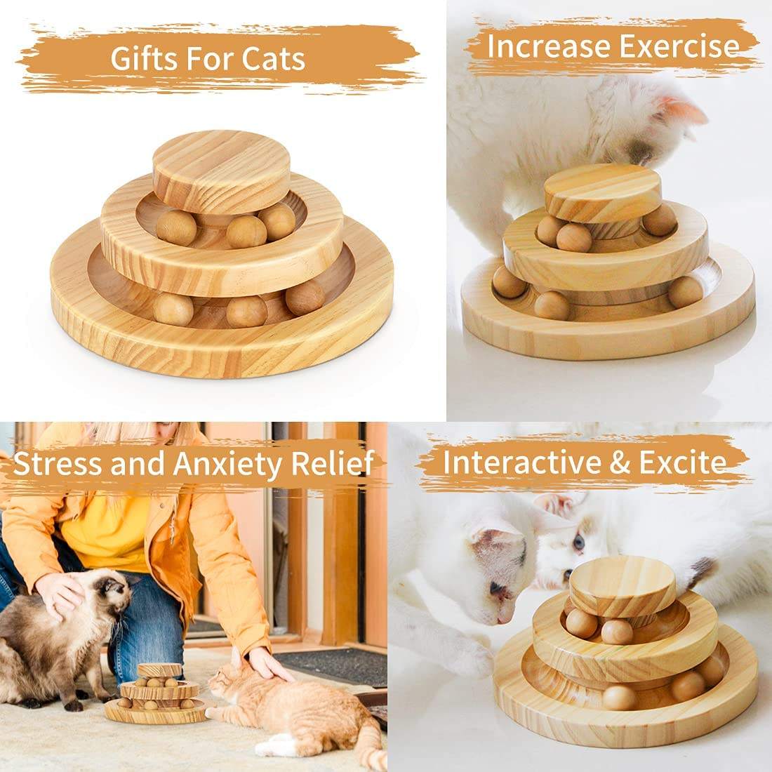 Wooden Cat Toy Turntable for Daily Indoor Exercise