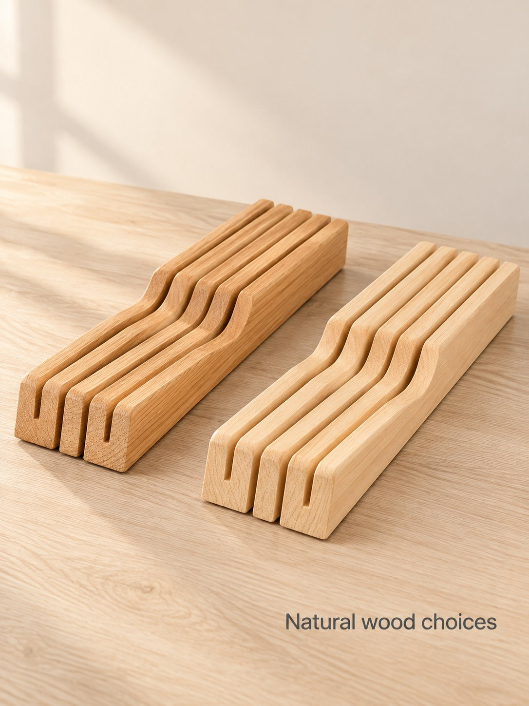 Solid Wood Drawer Knife Holder for Kitchen Storage