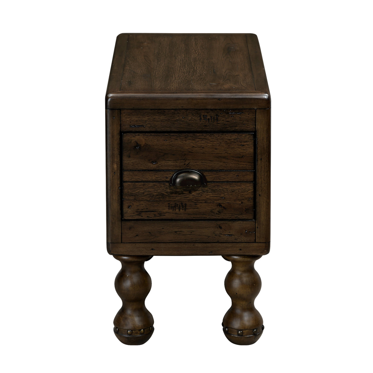 Slim Solid Wood End Table with Drawer, Espresso