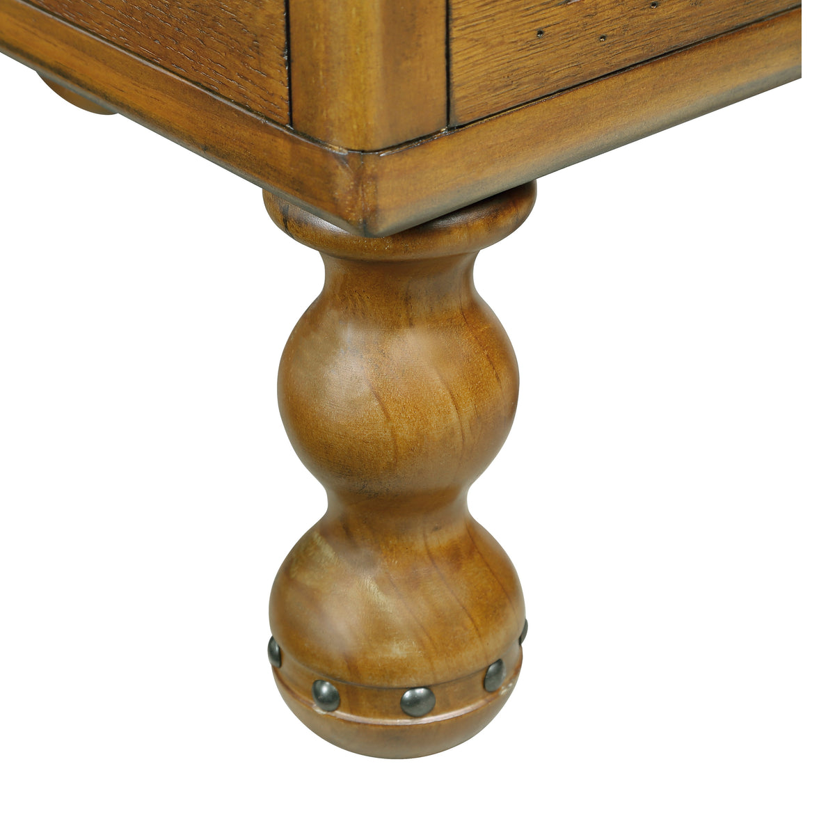Slim Solid Wood End Table with Drawer, Antique Brown