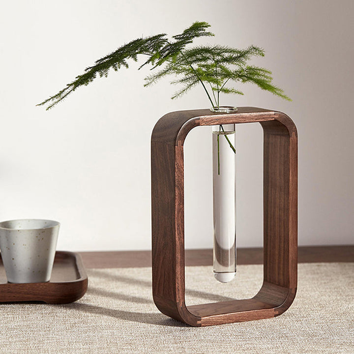 Black Walnut Tabletop Vase for Minimalist Displays