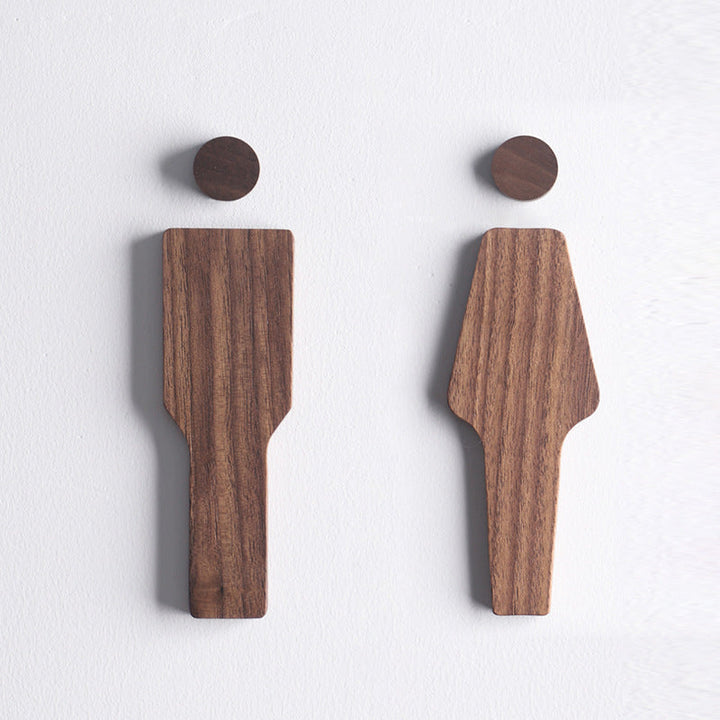 Solid Wood Toilet Signs for Stylish Bathroom Doors
