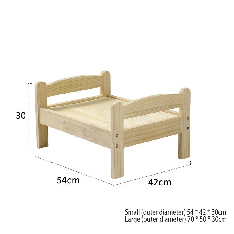 Elevated Solid Wood Pet Bed for Cats and Small Dogs