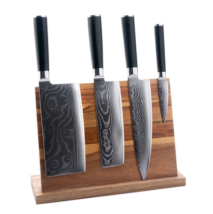 Solid Wood Magnetic Knife Holder for Countertop Storage