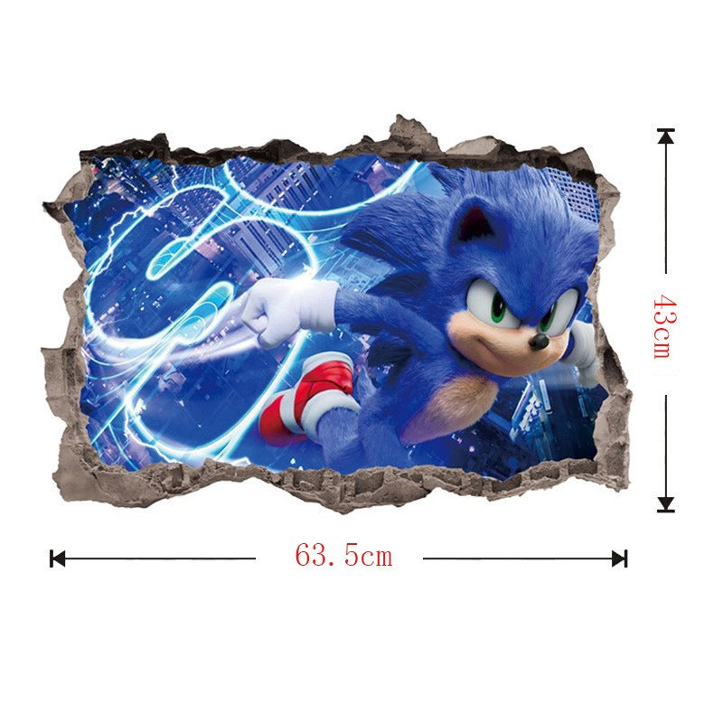 Sonic Kids Room Wall Stickers with 3D Cracked-Wall Look – wanelo