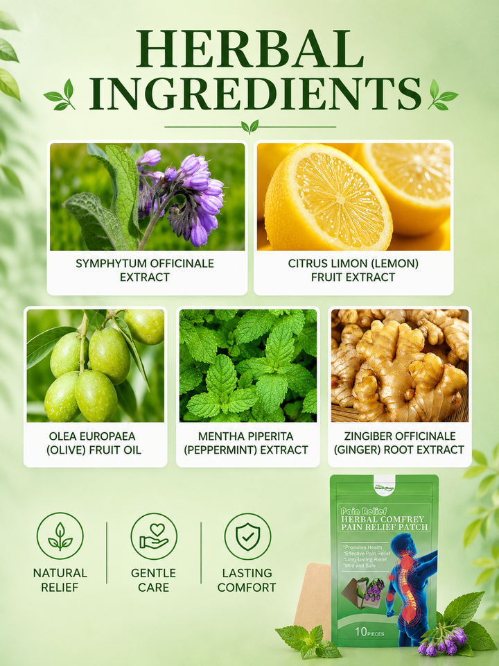 Herbal Comfrey Body Care Patch — Natural Knee & Wrist Pain Relief