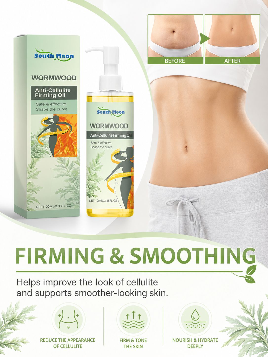 Wormwood & Collagen Massage Oil — Hydrating Daily Body Treatment