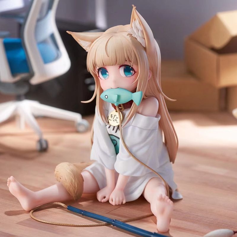Cat Girl Anime Figure With Playful Fish Accessory