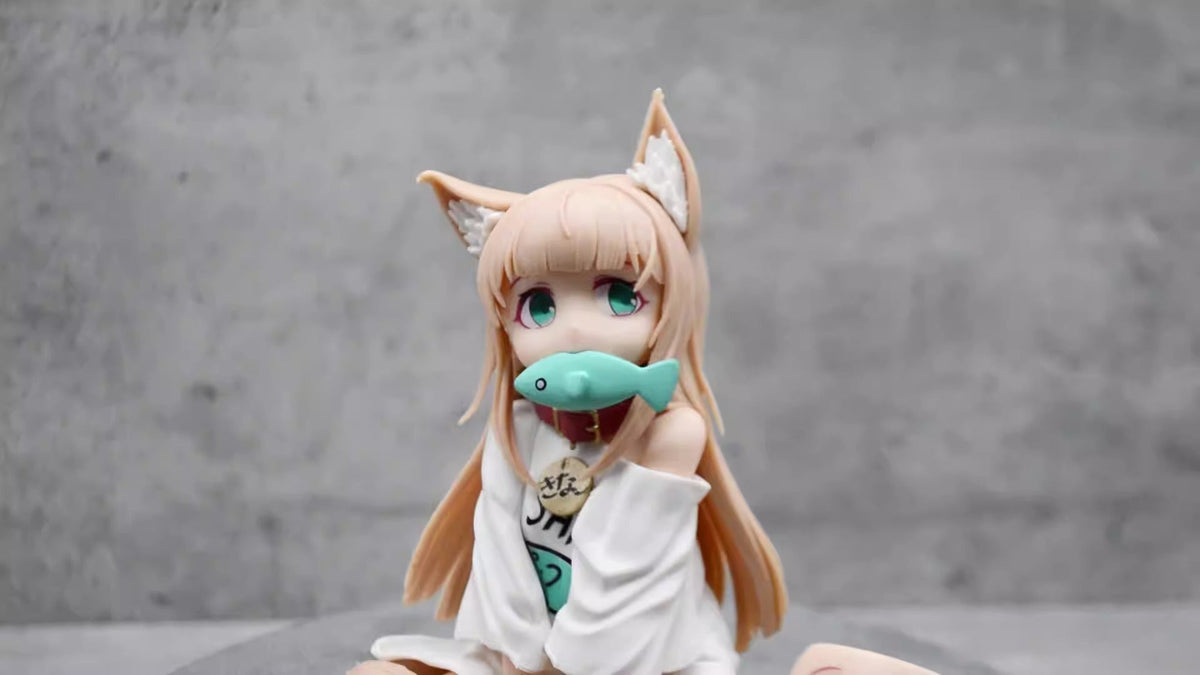 Cat Girl Anime Figure With Playful Fish Accessory