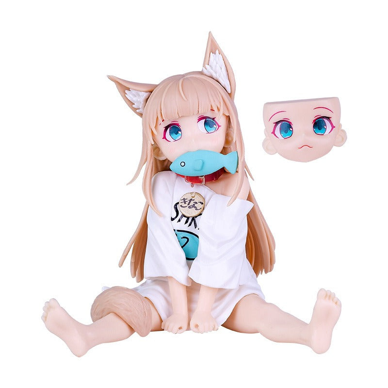 Cat Girl Anime Figure With Playful Fish Accessory