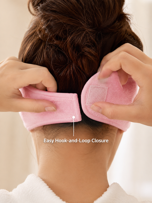 Wide Terry Spa Headband — Velcro Closure, 3 Colors