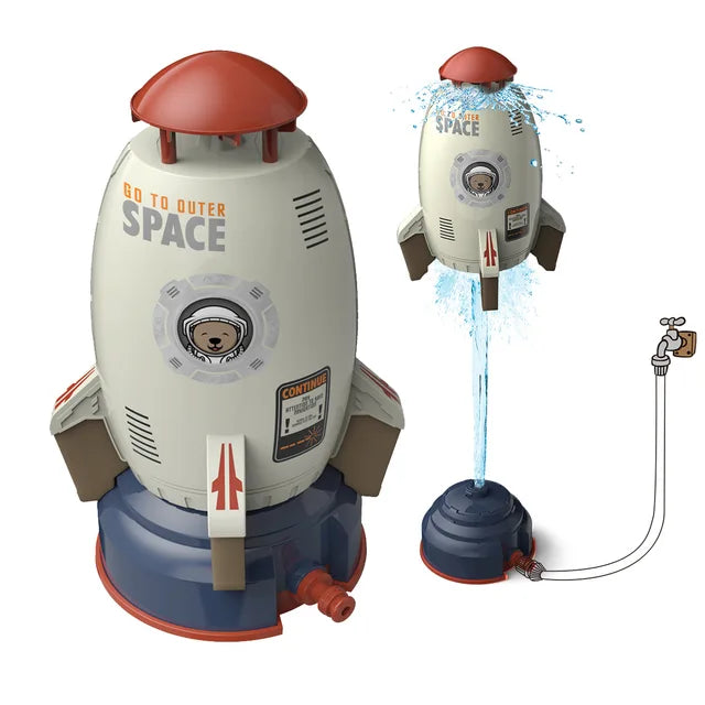 Space Rocket Sprinkler for Interactive Backyard Play