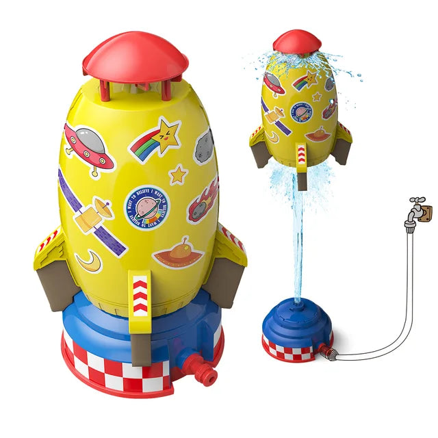 Space Rocket Sprinkler for Interactive Backyard Play