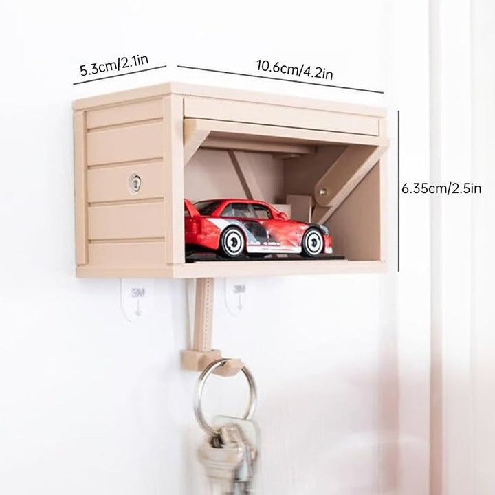 Wooden Wall Key Holder with Automatic Garage Door for Entryway