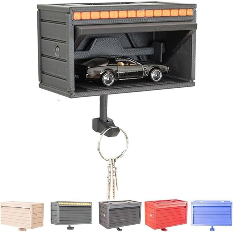 Wooden Wall Key Holder with Automatic Garage Door for Entryway