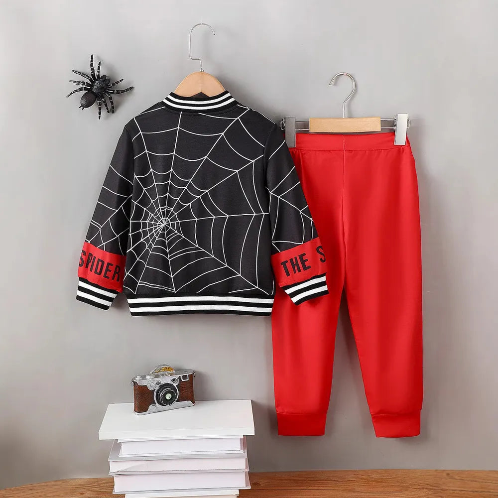 Spider Baseball Collar Set | Kids' Web Jogger Outfit
