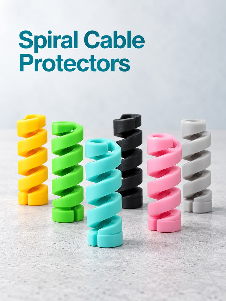 Spiral Silicone Cable Protectors 100 Pack for Phone Cords