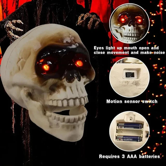 Motion-Activated Skull Head Halloween Decor With Sound
