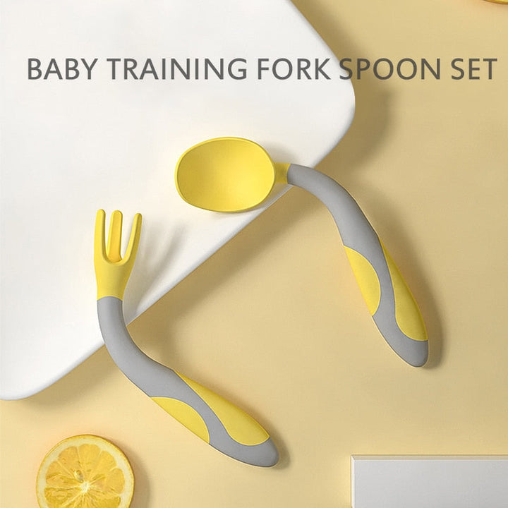 Baby Silicone Spoon & Fork Set for Easier Self-Feeding