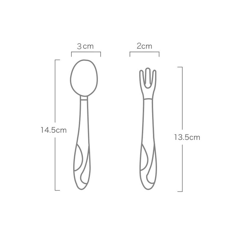 Baby Silicone Spoon & Fork Set for Easier Self-Feeding